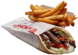 Grecian Corner Gyro Sandwich on Pita with Fries